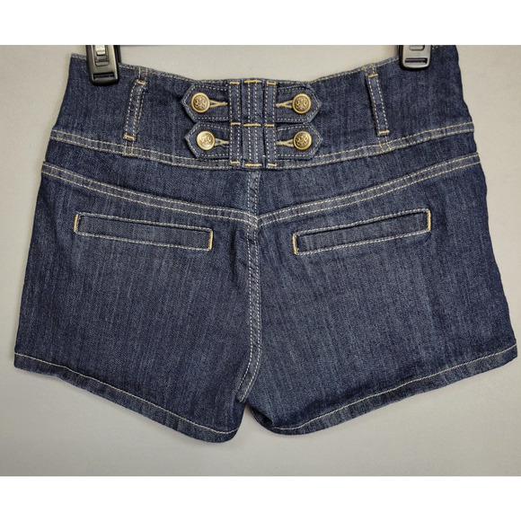 Mindcode Shorts Womens Medium Blue Denim High Rise Skinny Button Front Pocket - Picture 12 of 13
